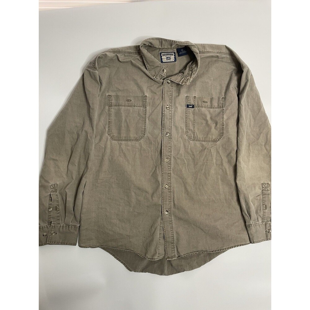 Lee Button Down Shirt Long Sleeve Mens XL Brown/Tan
